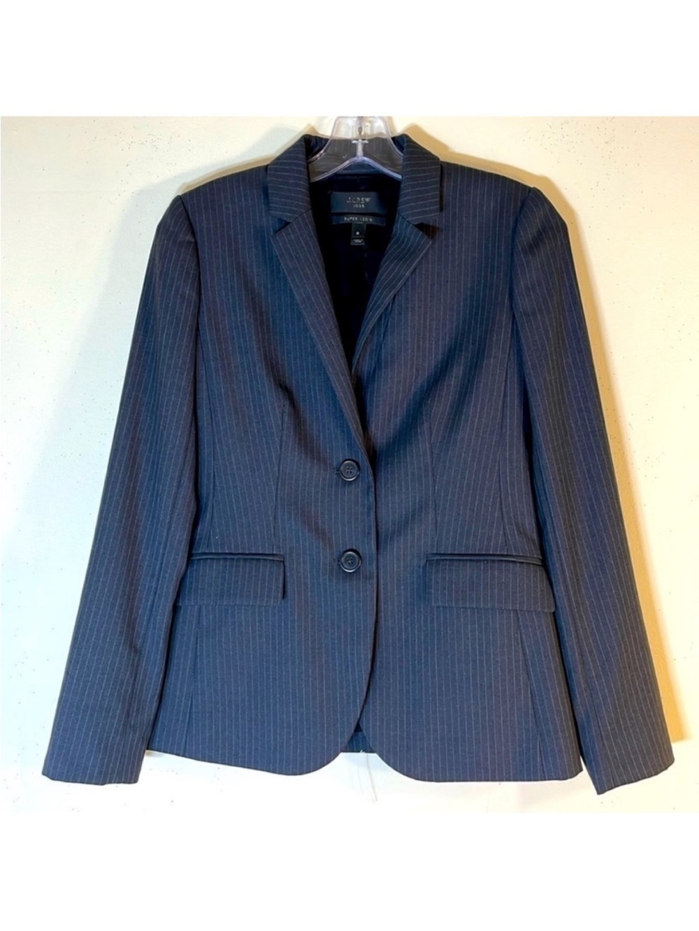 J. Crew Navy Pinstripe Two-Button Blazer